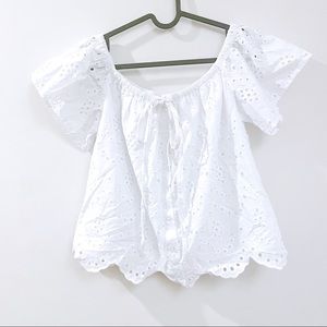 Express Button Up Eyelet Short Sleeve Shirt